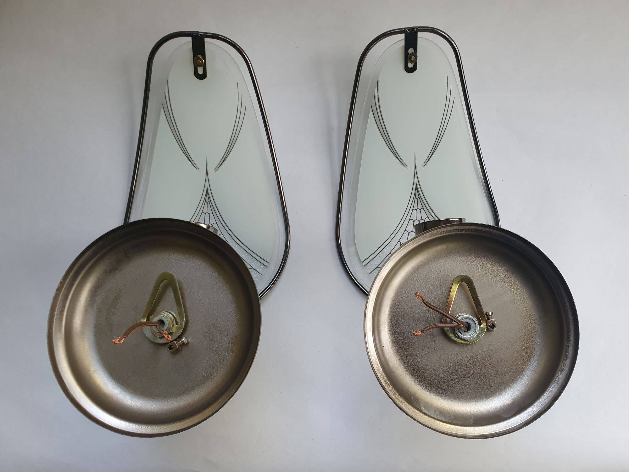 Pair of vintage art deco style glass wall sconces
