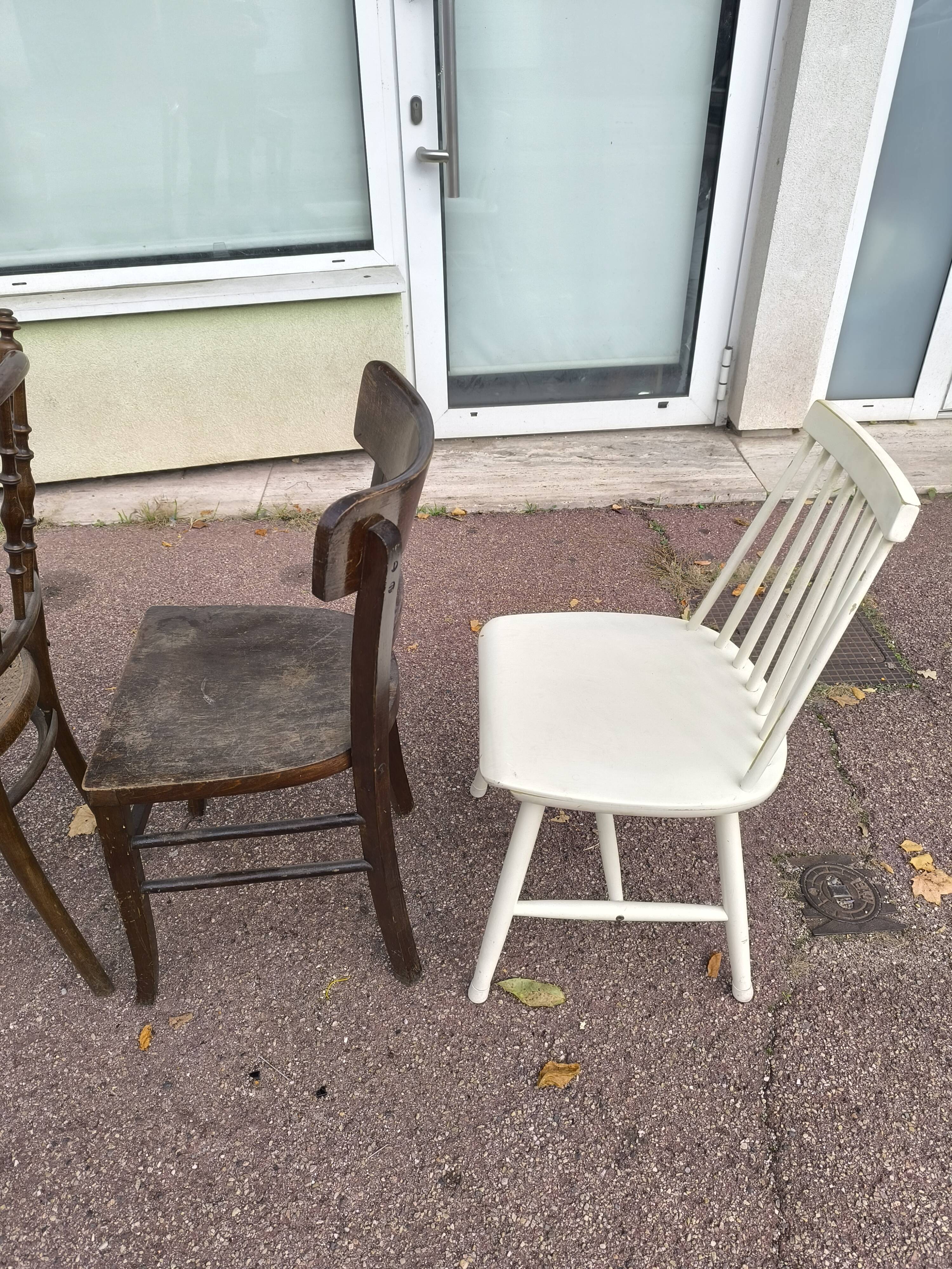 set of 6 mismatched vintage bistro chairs - wood