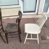 set of 6 mismatched vintage bistro chairs - wood