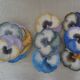Dessert service 1 main course & 6 plates shape flowers Vallauris signed Guillot