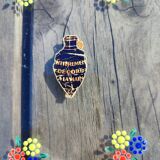 Vintage glass platter – Cold enamel floral painting "Handmade"