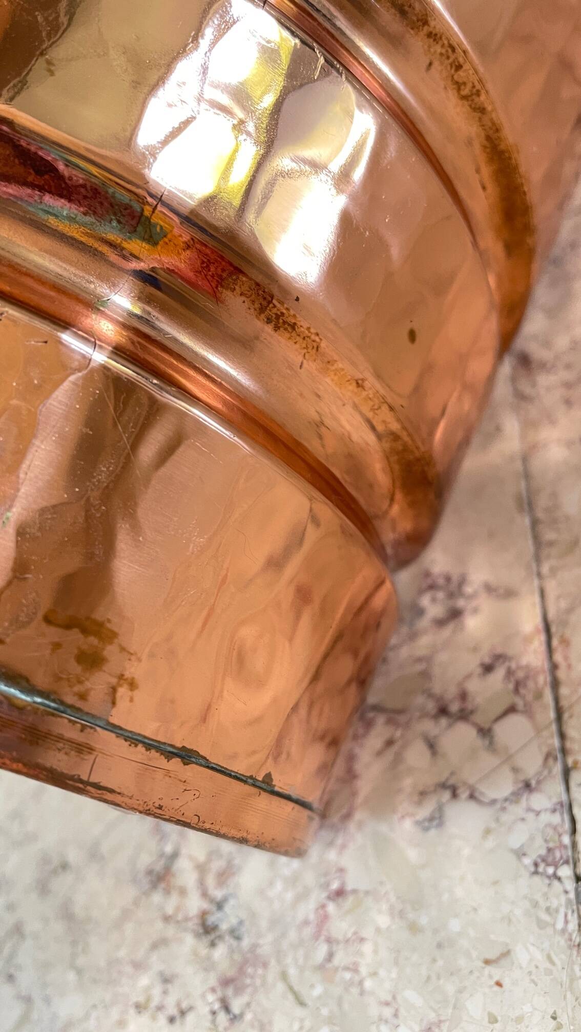 Vintage copper lion's head umbrella holder