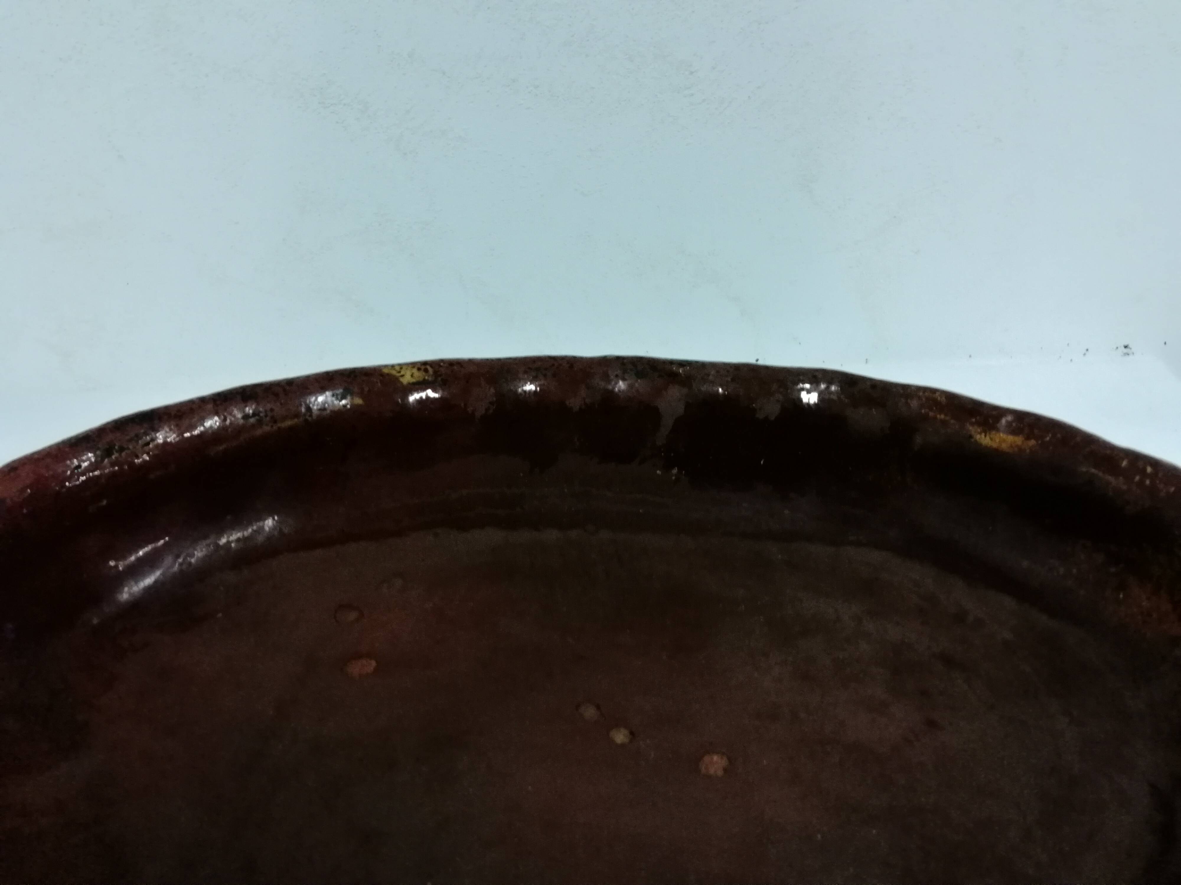 Old Dish In glazed gadrooned terracotta