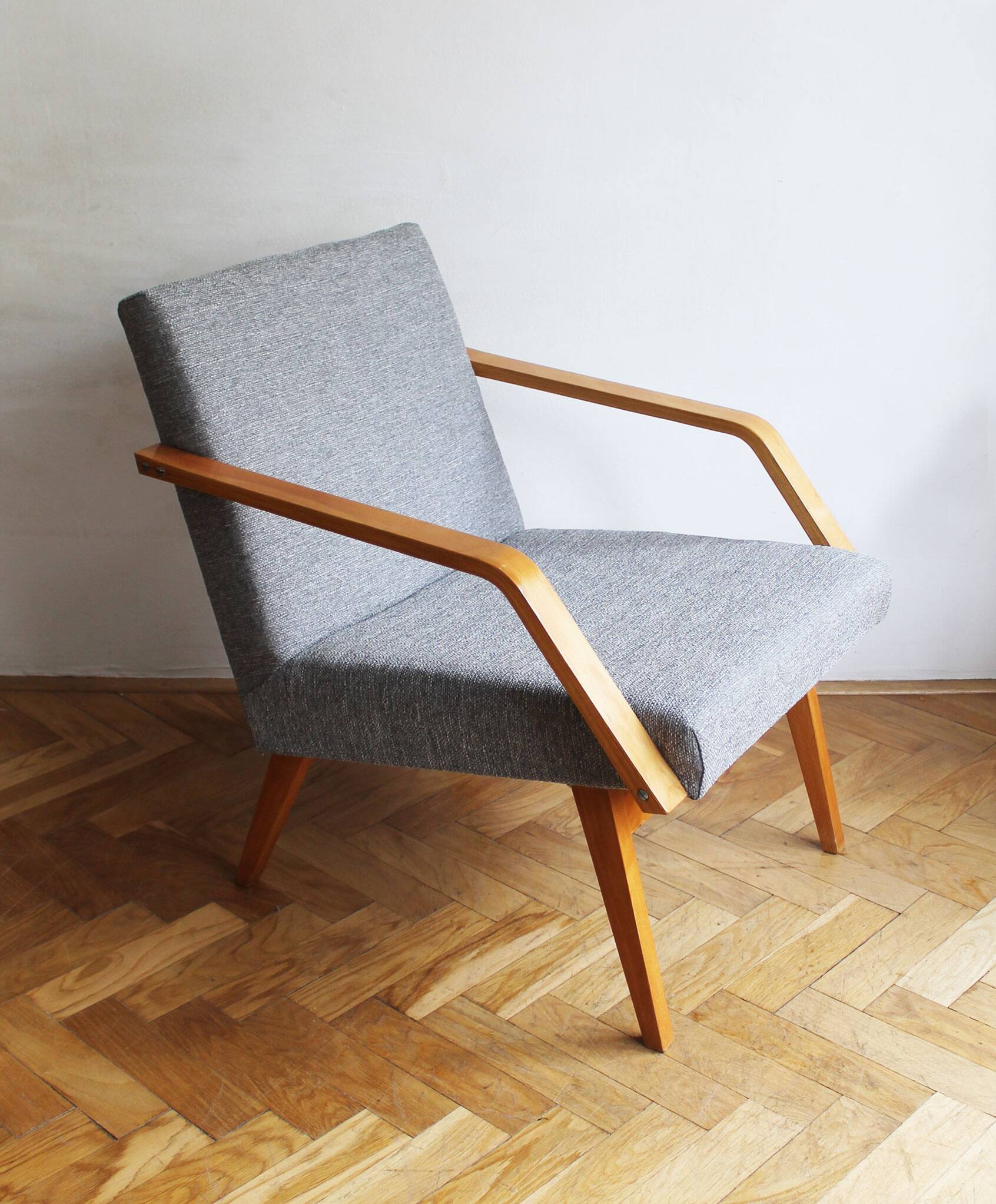 Pair of 1970s Armchairs by Mier with new fabric