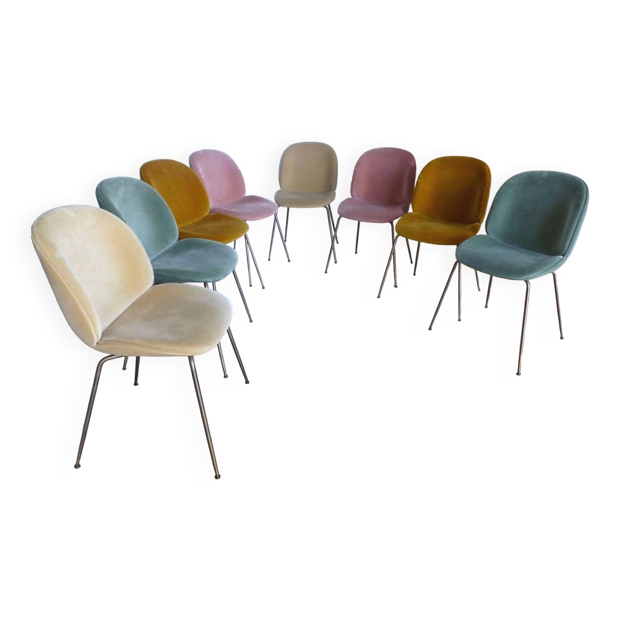 Set of 8 "Beetle Dining Chairs" by GUBI designed by GamFratesi