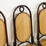Set of 4 chairs in curved and canned wood by Thonet & Fmg from the 1960's