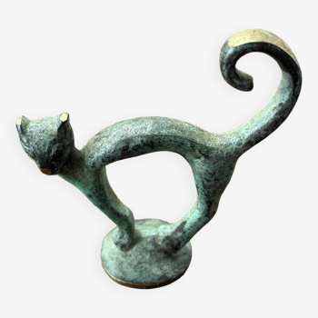 Antique brass cat