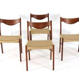 Set of 4 Arne Wahl Iversen for Glyngore papercord chairs 'Naerem'