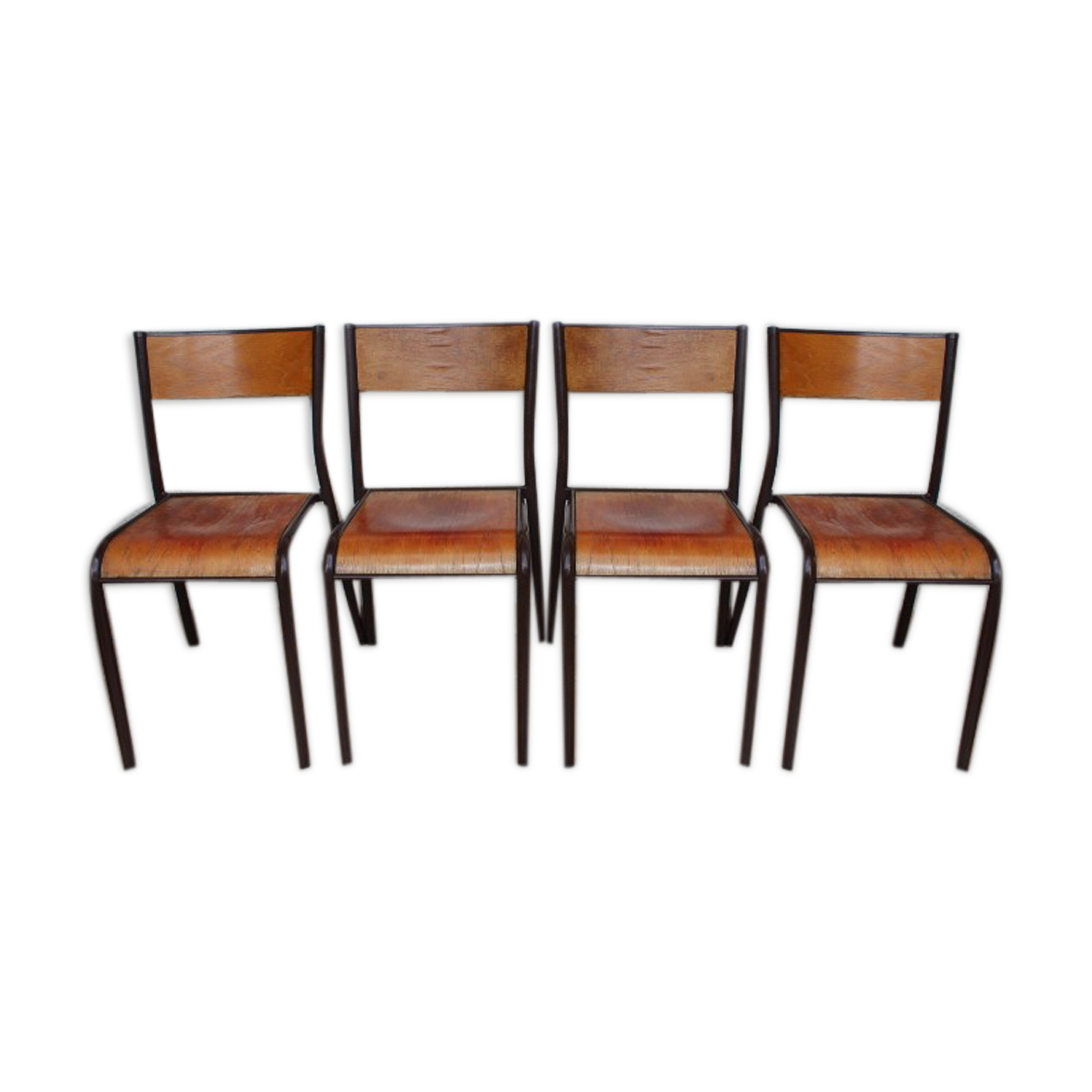 Lot de 4 chaises d'école Mullca 510 vintage