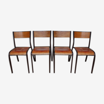 Lot de 4 chaises d'école Mullca 510 vintage