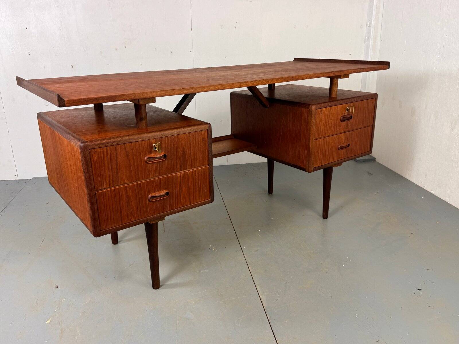 Mid-century Danish teak desk attributed to Louis van Teeffelen for Wébé, 1950s