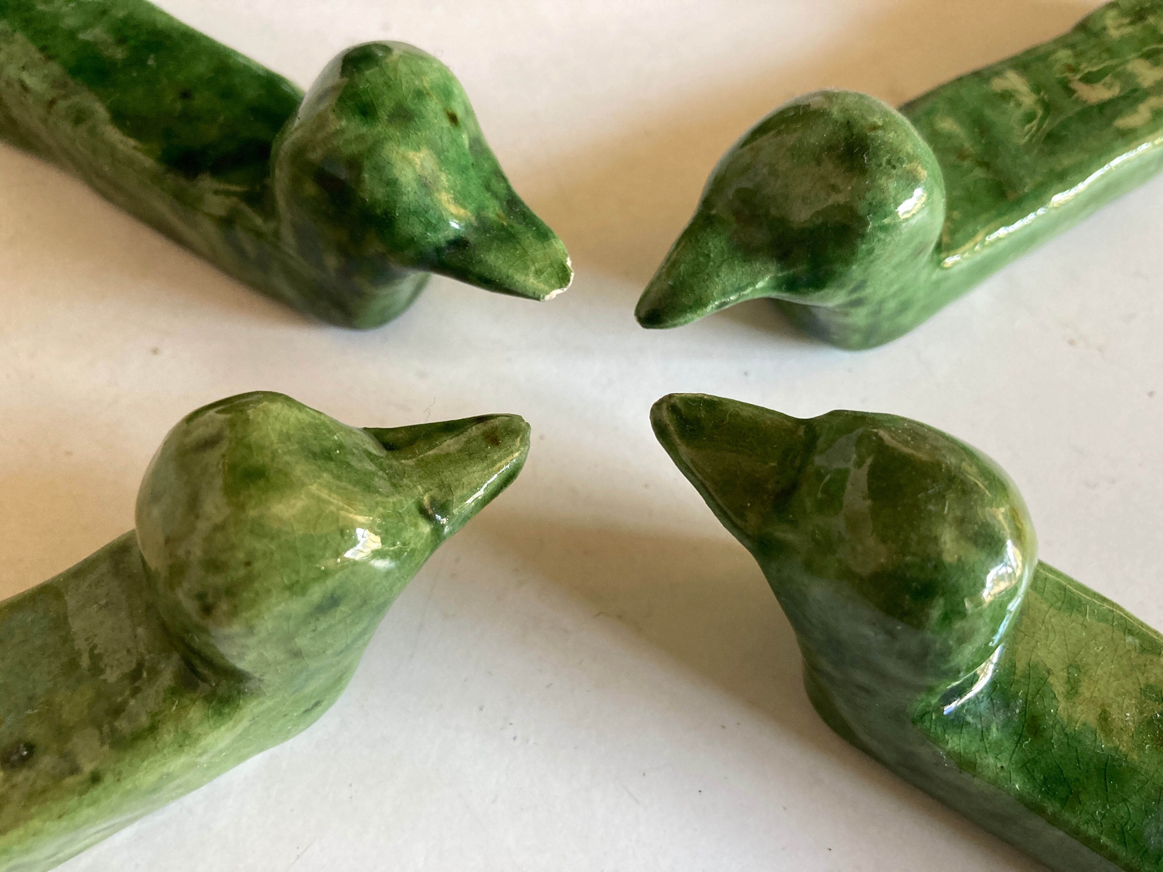 Set of 4 knife holders in varnished earth of Biot 1960