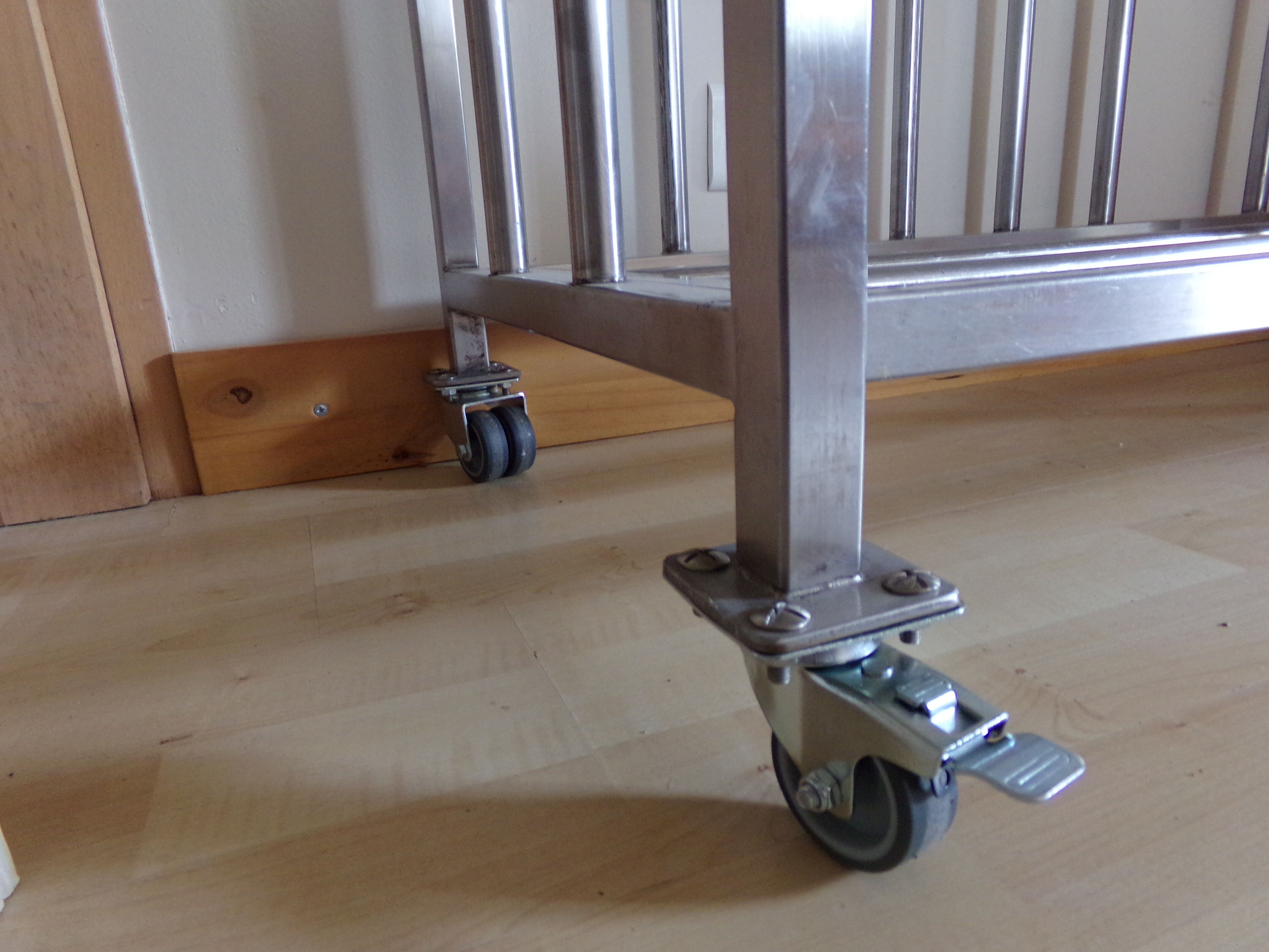 Stainless steel shelf on wheels