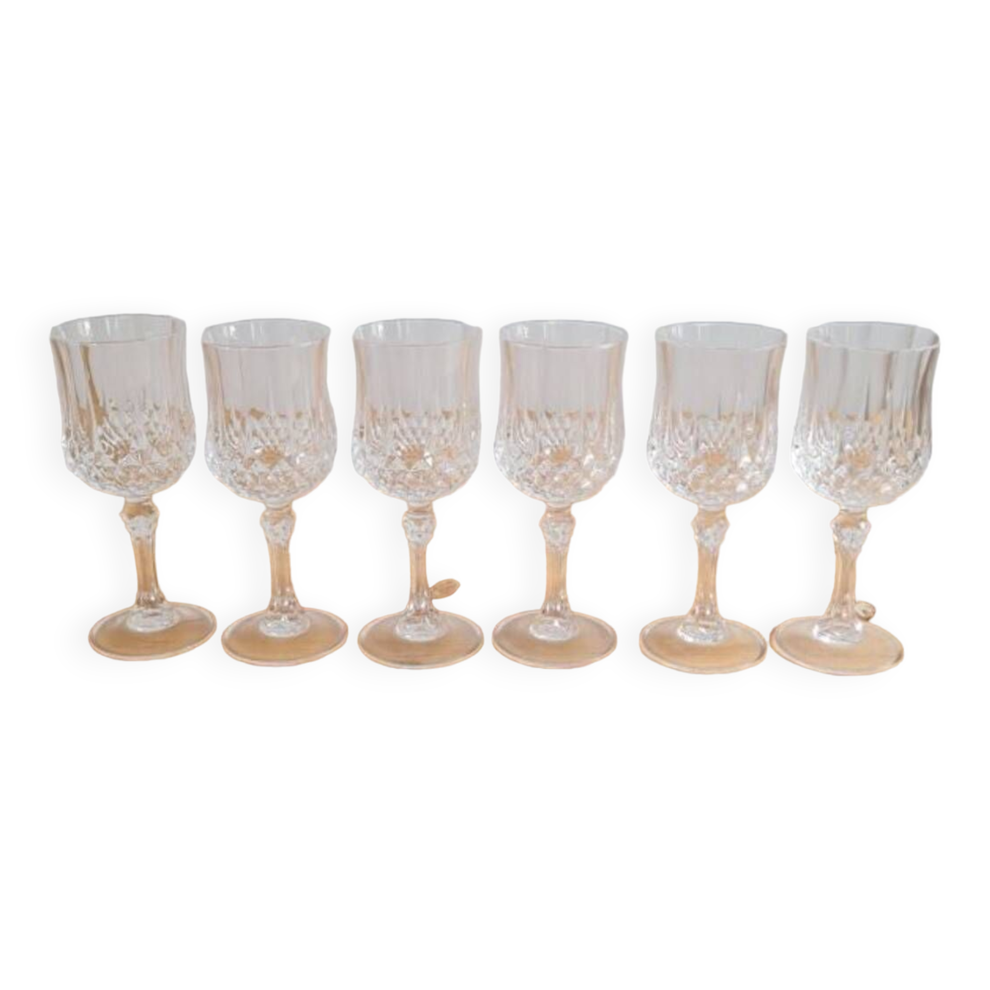 Service of 6 crystal wine glasses