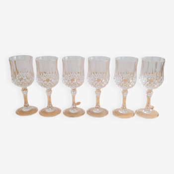 Service of 6 crystal wine glasses