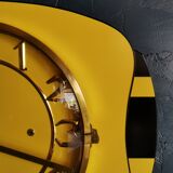Vintage formica clock rectangular silent wall clock "Lora yellow black"