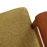 Pair of Danish teak armchairs with green upholstery