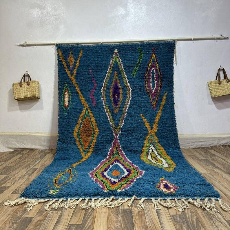Teal blue Moroccan rug 150/250cm