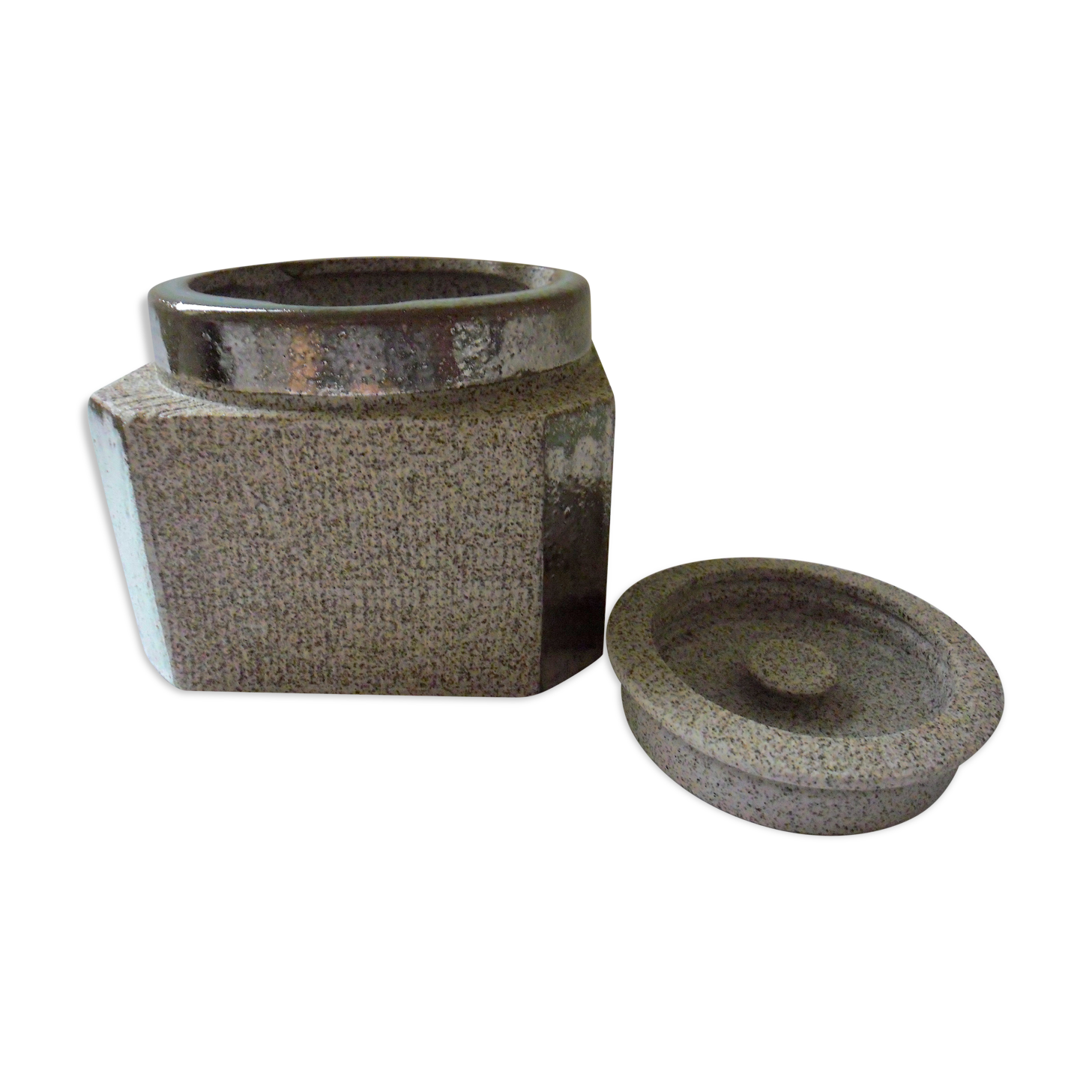Metallescent sandstone tobacco pot by Lucien Brisoux (1878-1963)