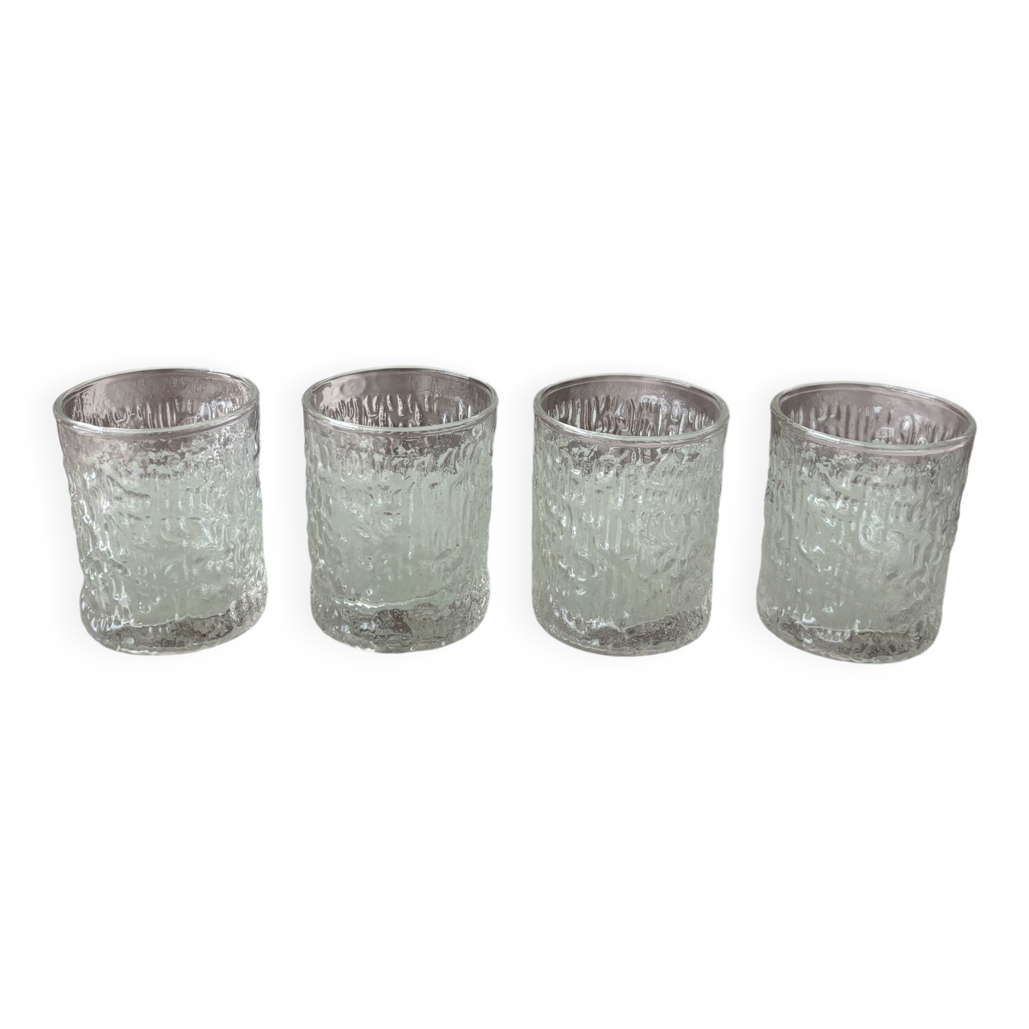 Ensemble de 4 verres à shot vintage à texture glacée / porte-bougies tealight