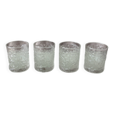 Ensemble de 4 verres à shot vintage à texture glacée / porte-bougies tealight