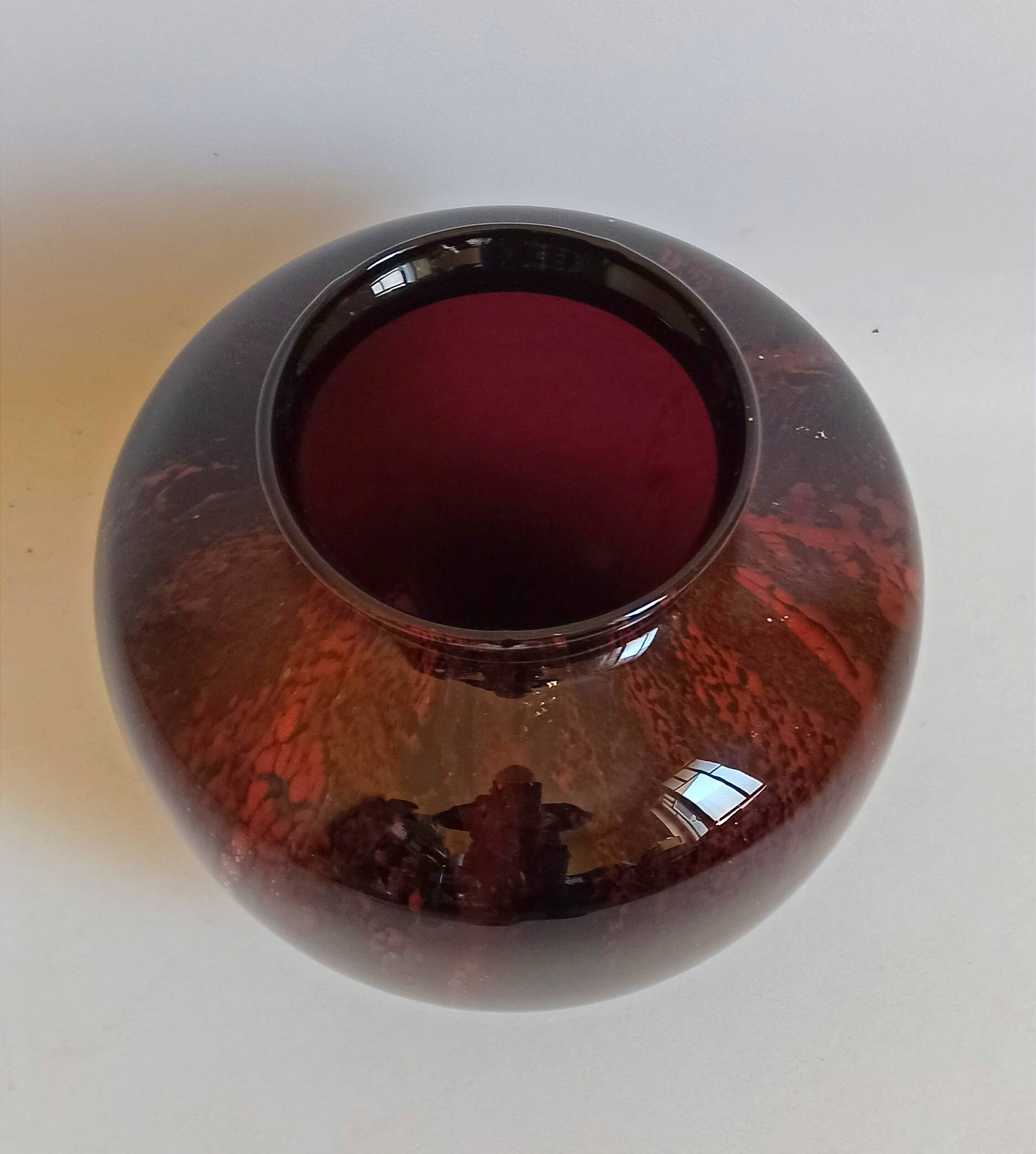 Carmine red blown glass vase 1950s