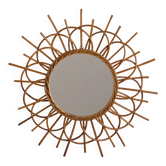 Miroir soleil en rotin vintage an 60