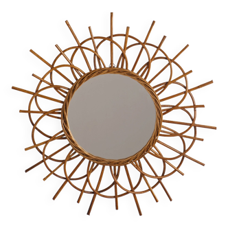 Vintage rattan sun mirror year 60