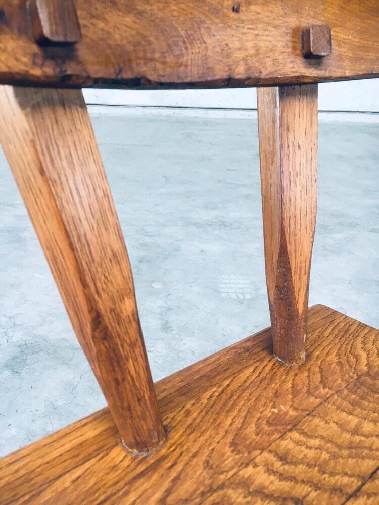 French Folk Art Rustic Dining Chair Set in Oak, 1940s, Set of 6