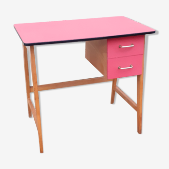 Bureau d'enfant ancien bois pieds compas vintage xxeme