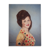 Oil painting on canvas woman, painting signed F. Rambaud