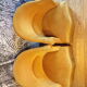 Pair of mustard velvet toad armchairs