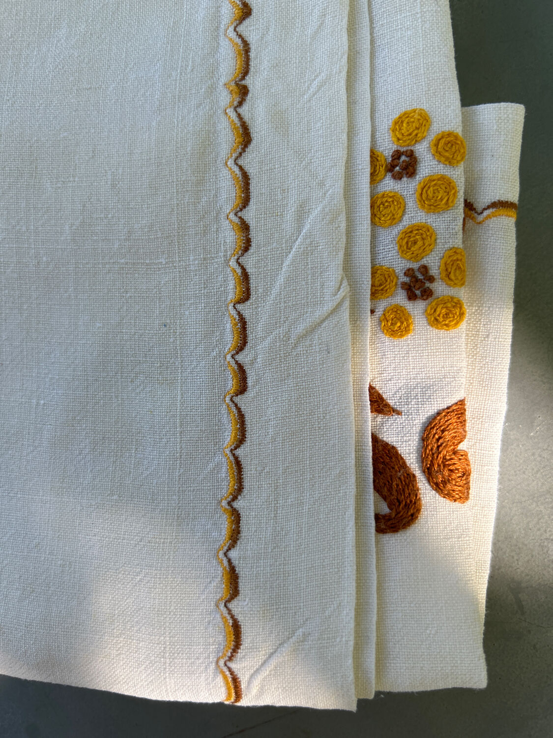 Vintage hand-embroidered square tablecloth