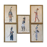 Paintings xix° portraits miltaire gouache uniform on ingres paper (cf. hergé)