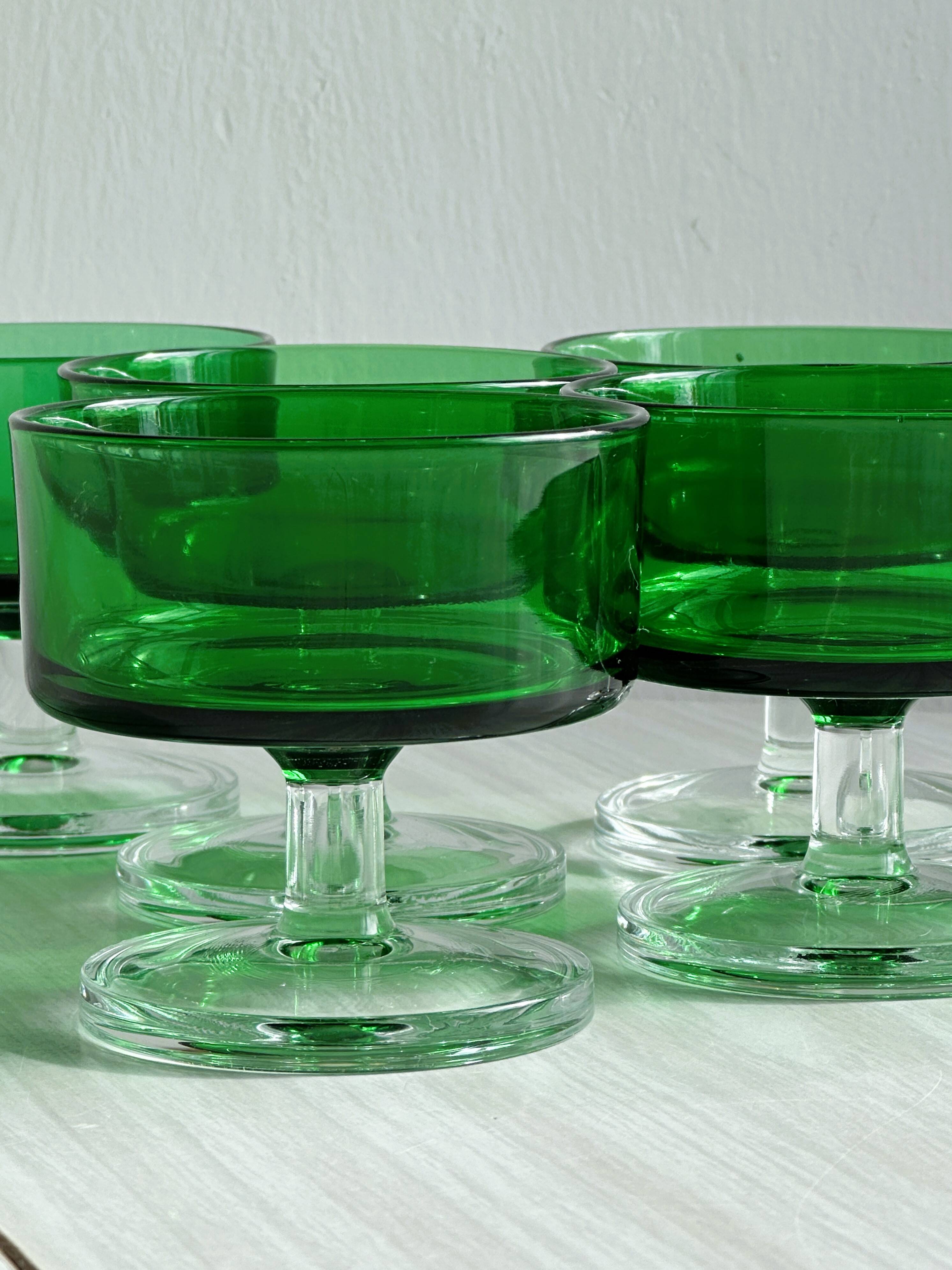 Lot de 6 coupes à dessert en verre vert émeraude