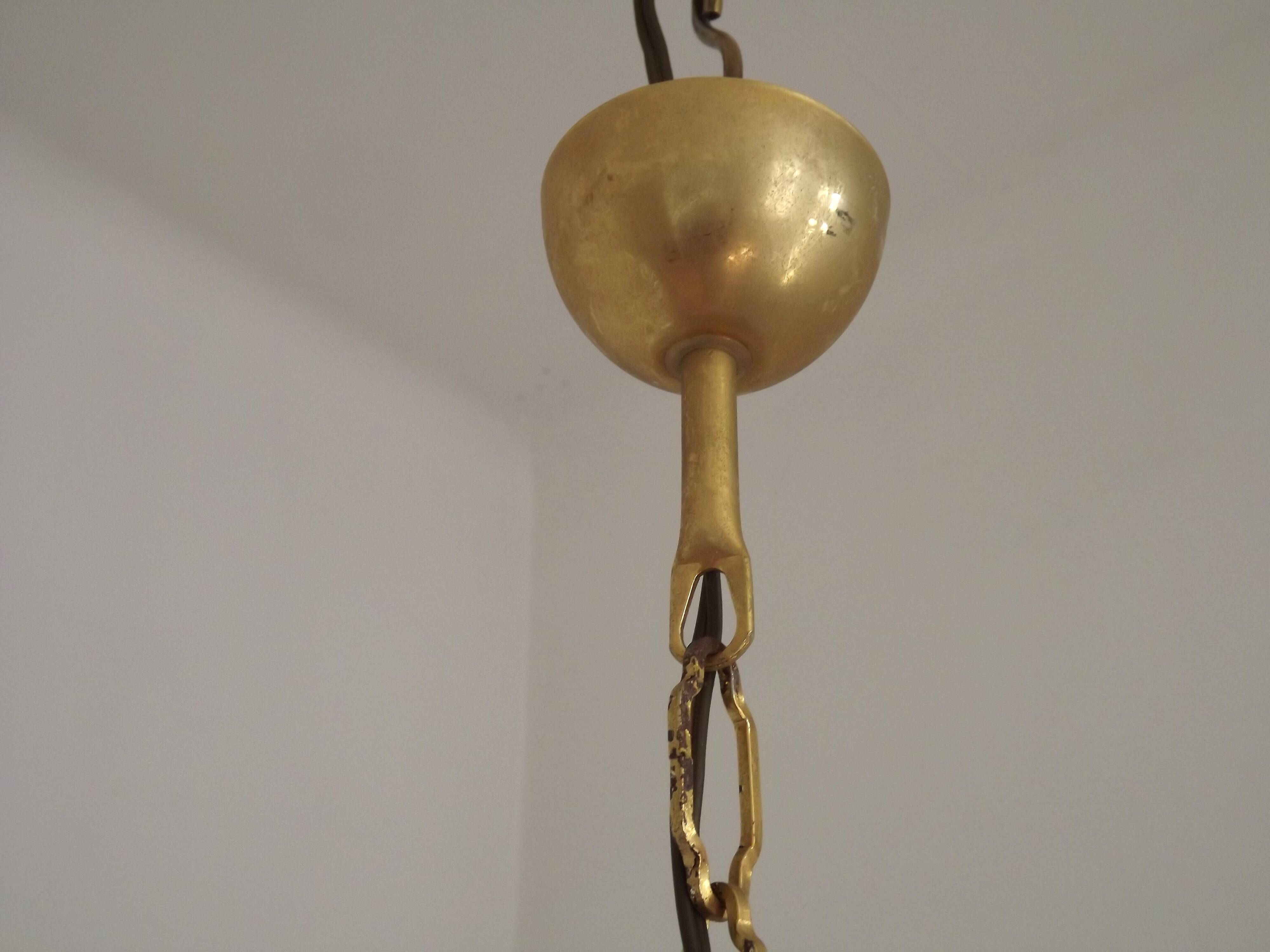 French Vintage Gold Effect Metal-Crystal 3 Light Chandelier Glass Bobeches