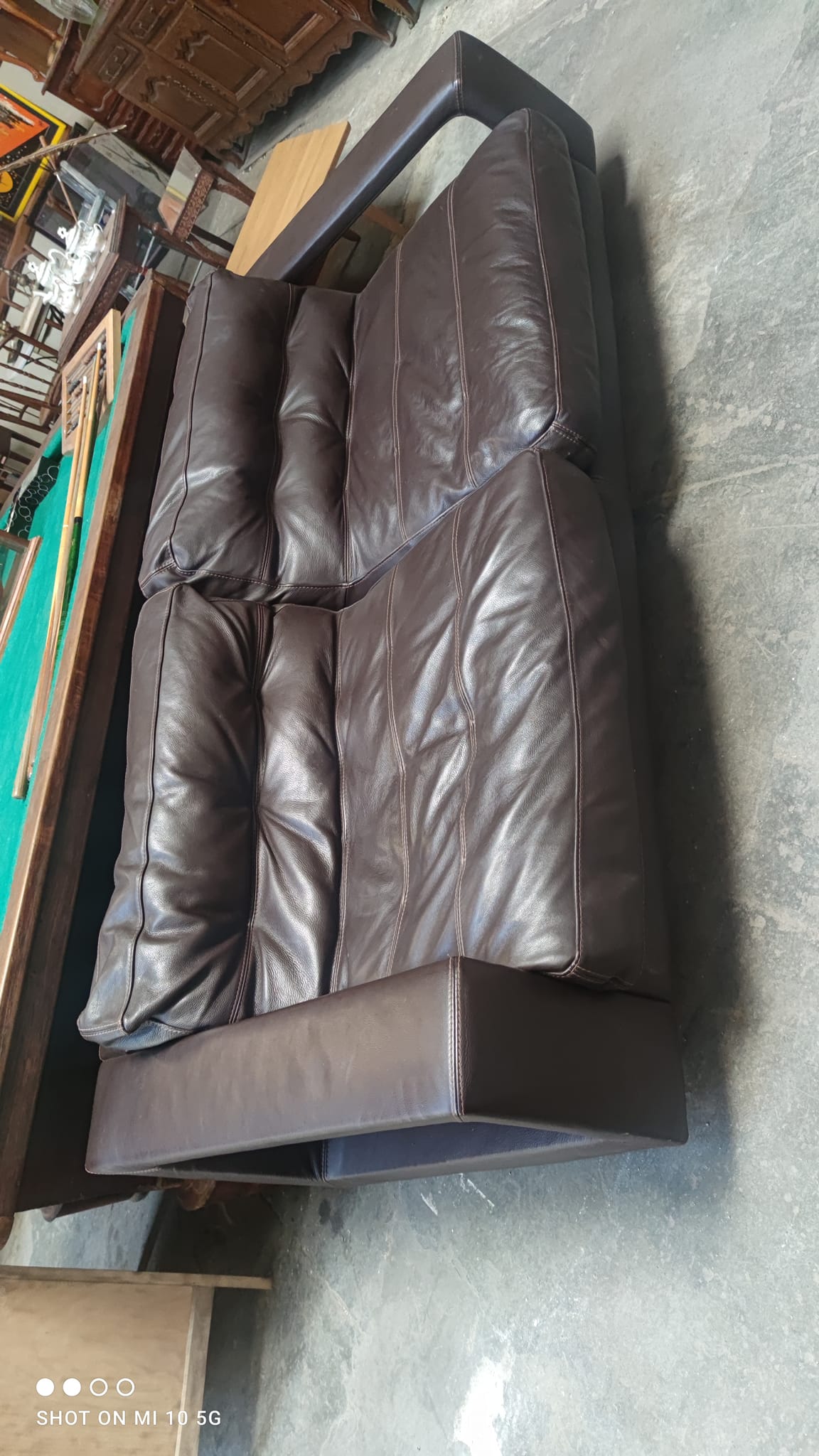 Four-seater sofa in dark brown leather from Steiner by designer Pascal Daveluy, model