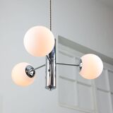 Vintage Italian Chrome and Opaline Chandelier