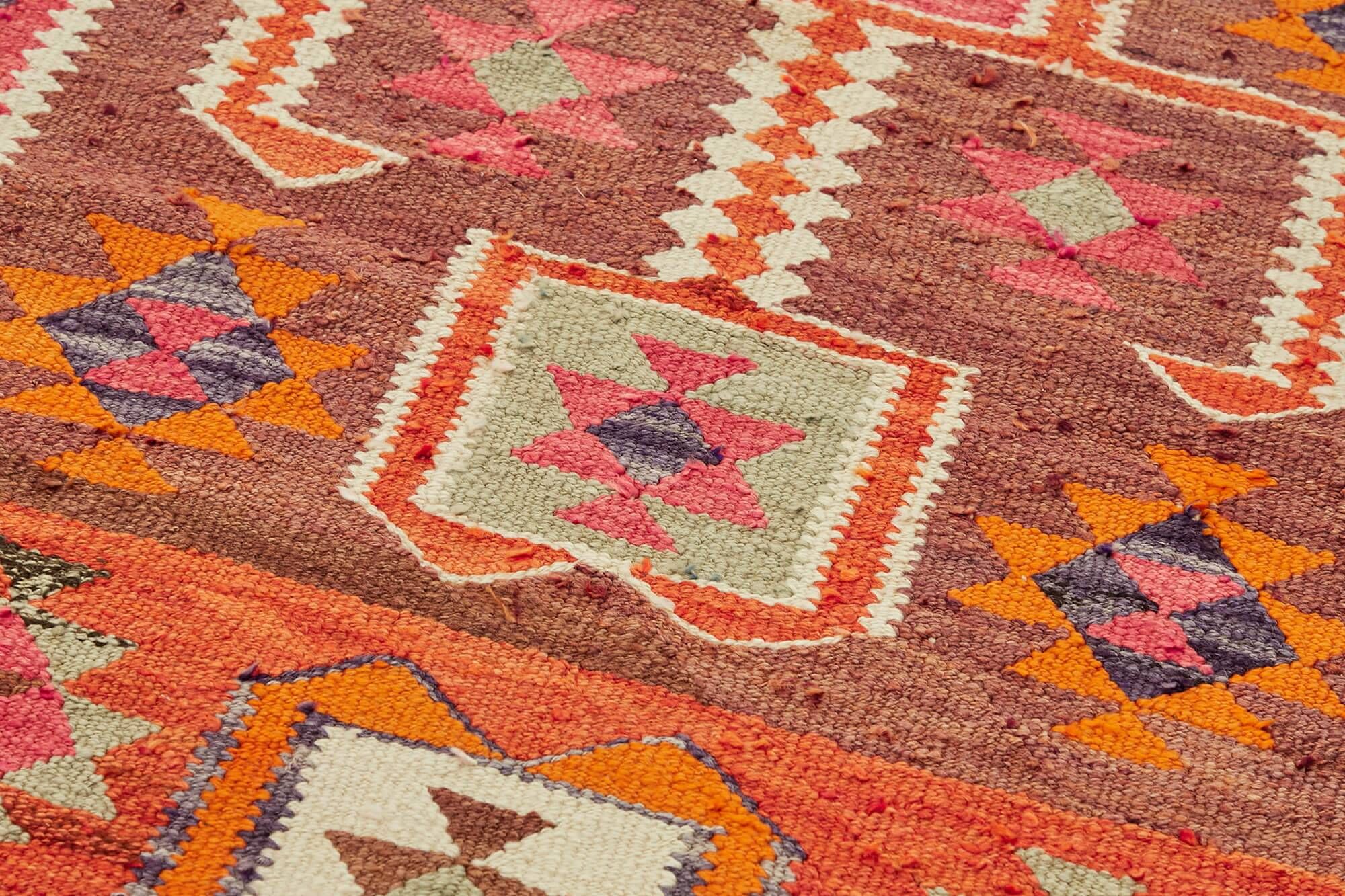 Turkish Handwoven Vintage Herki Kilim 93 cm x 316 cm
