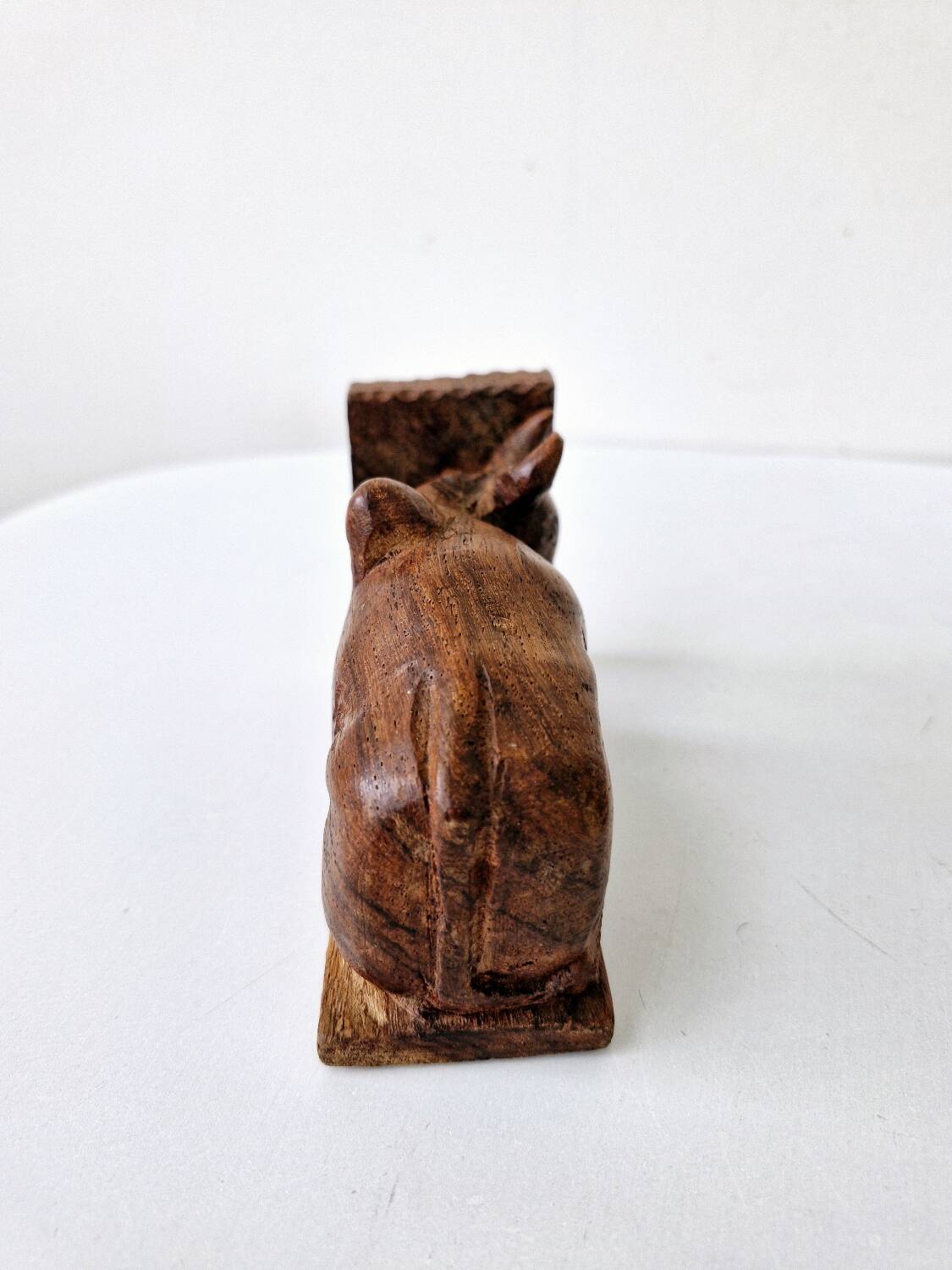 Serre-Livres Ancien Art Déco Forme Zébus Buffles Bois Sculpté