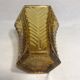 Old ART DECO glass Vase Hexagonal yellow Vintage
