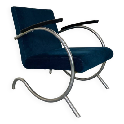 Fauteuil Bauhaus Art Déco en acier tubulaire par Jan Schröfer pour Ahrend De Cirkel, années 1920.