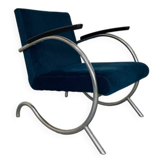 Bauhaus Art Deco Tubular Steel Lounge Chair by Jan Schröfer for Ahrend De Cirkel, 1920s