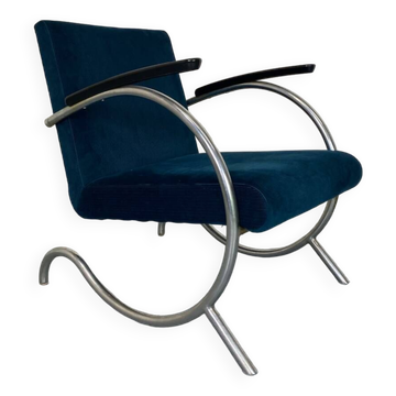 Fauteuil Bauhaus Art Déco en Acier Tubulaire par Jan Schröfer pour Ahrend De Cirkel, 1920s