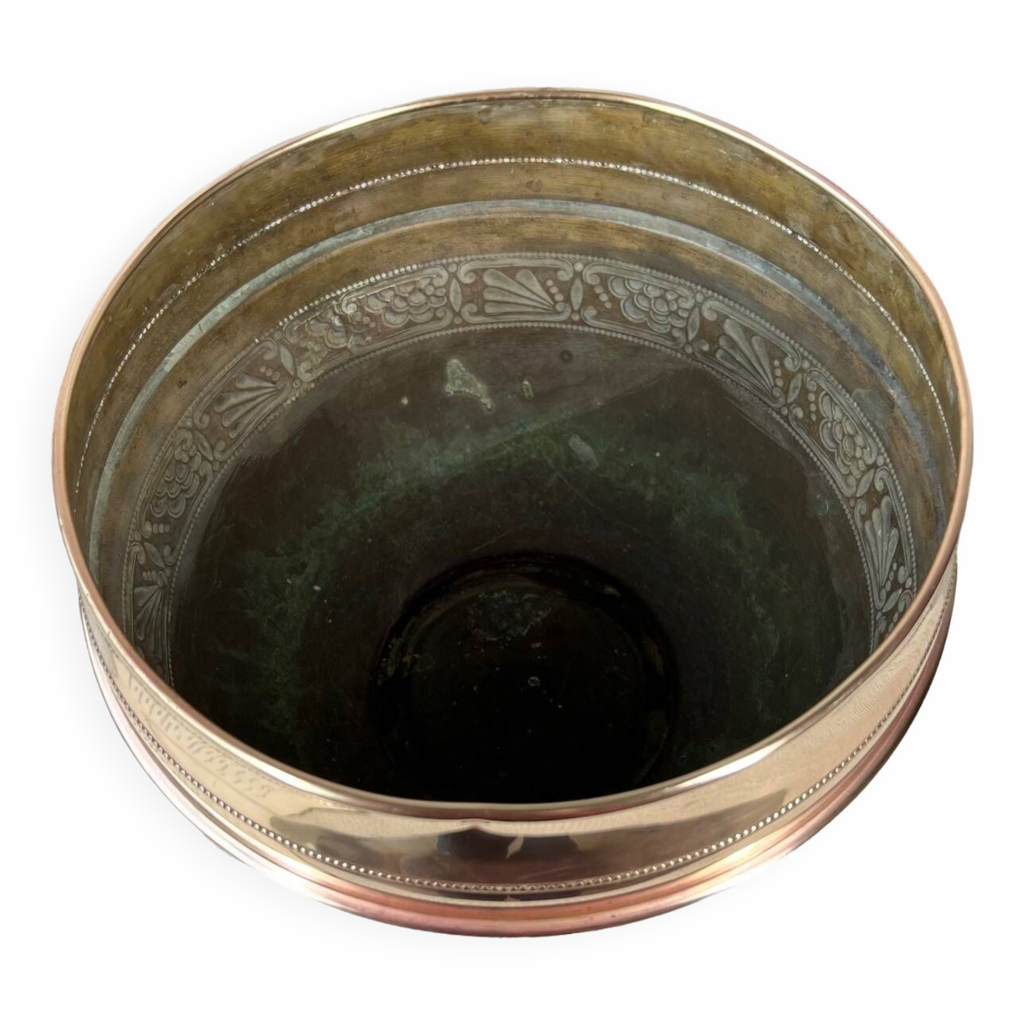 Large vintage brass planter