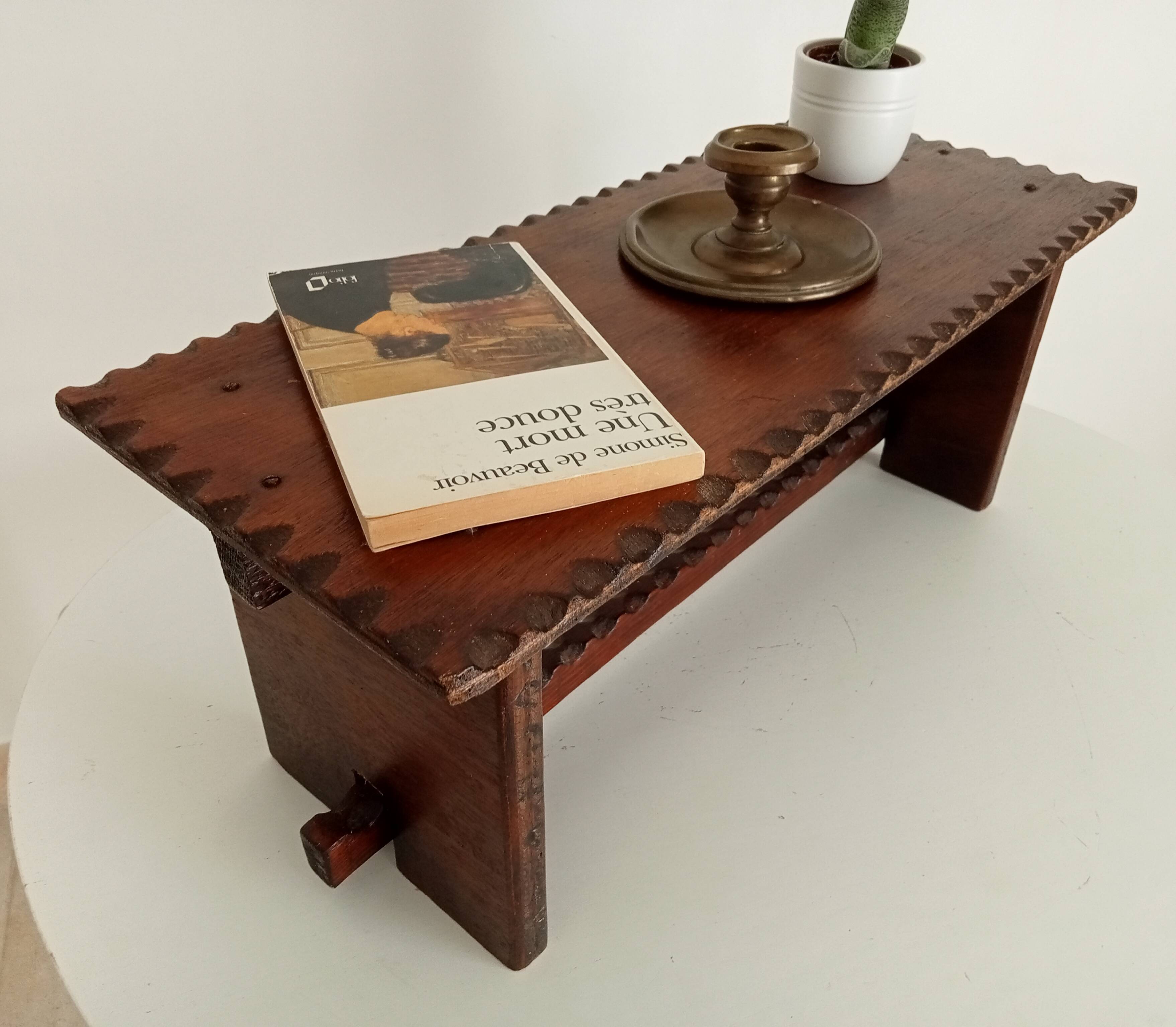 Low brutalist stool in the style of Charles Dudouyt.