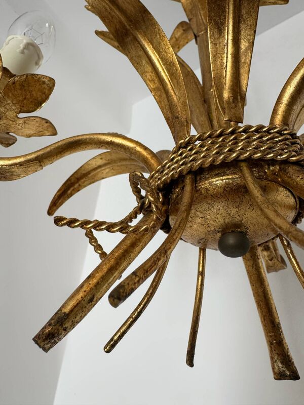 Lustre épi de blé doré Hans KOGL années 70