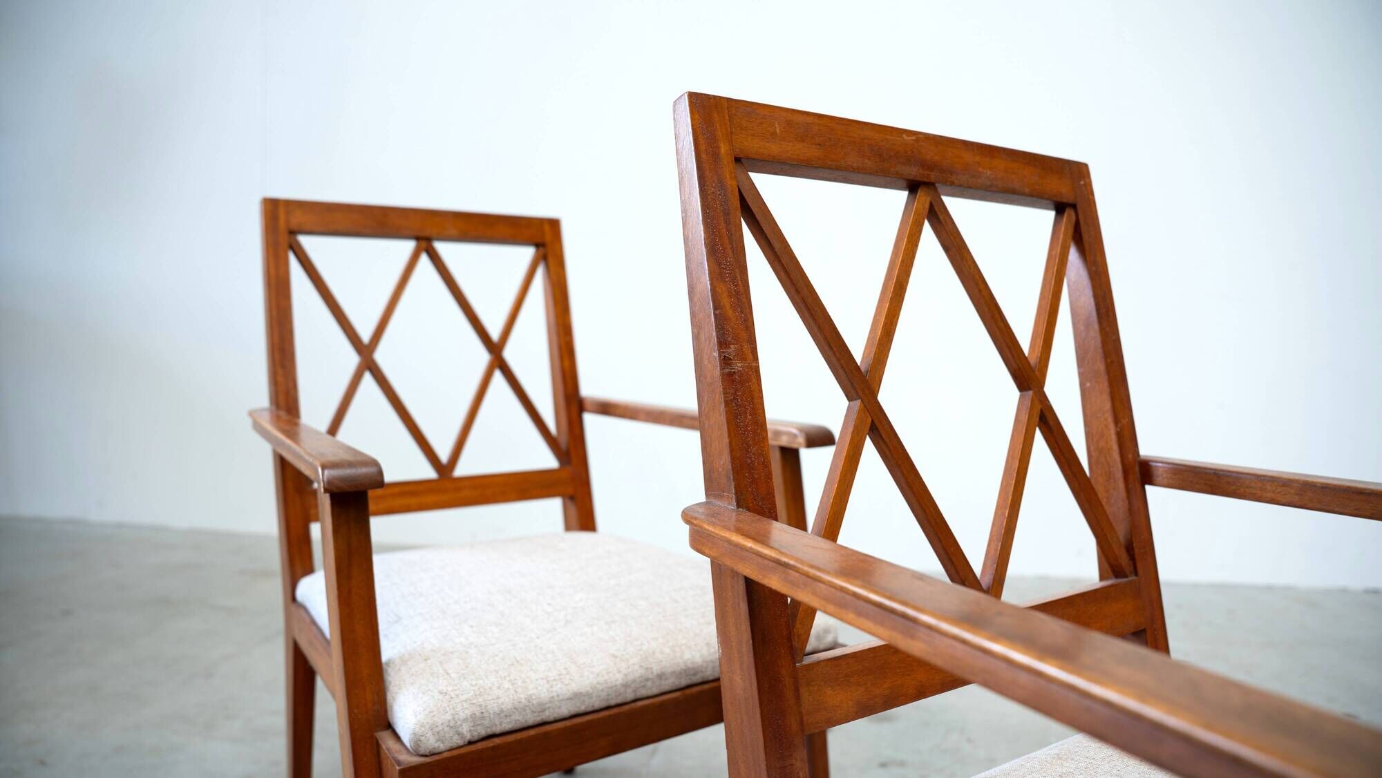 Set of two early French lounge chairs