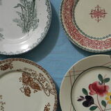 Miscellaneous set of 4 old flat earthenware plates.