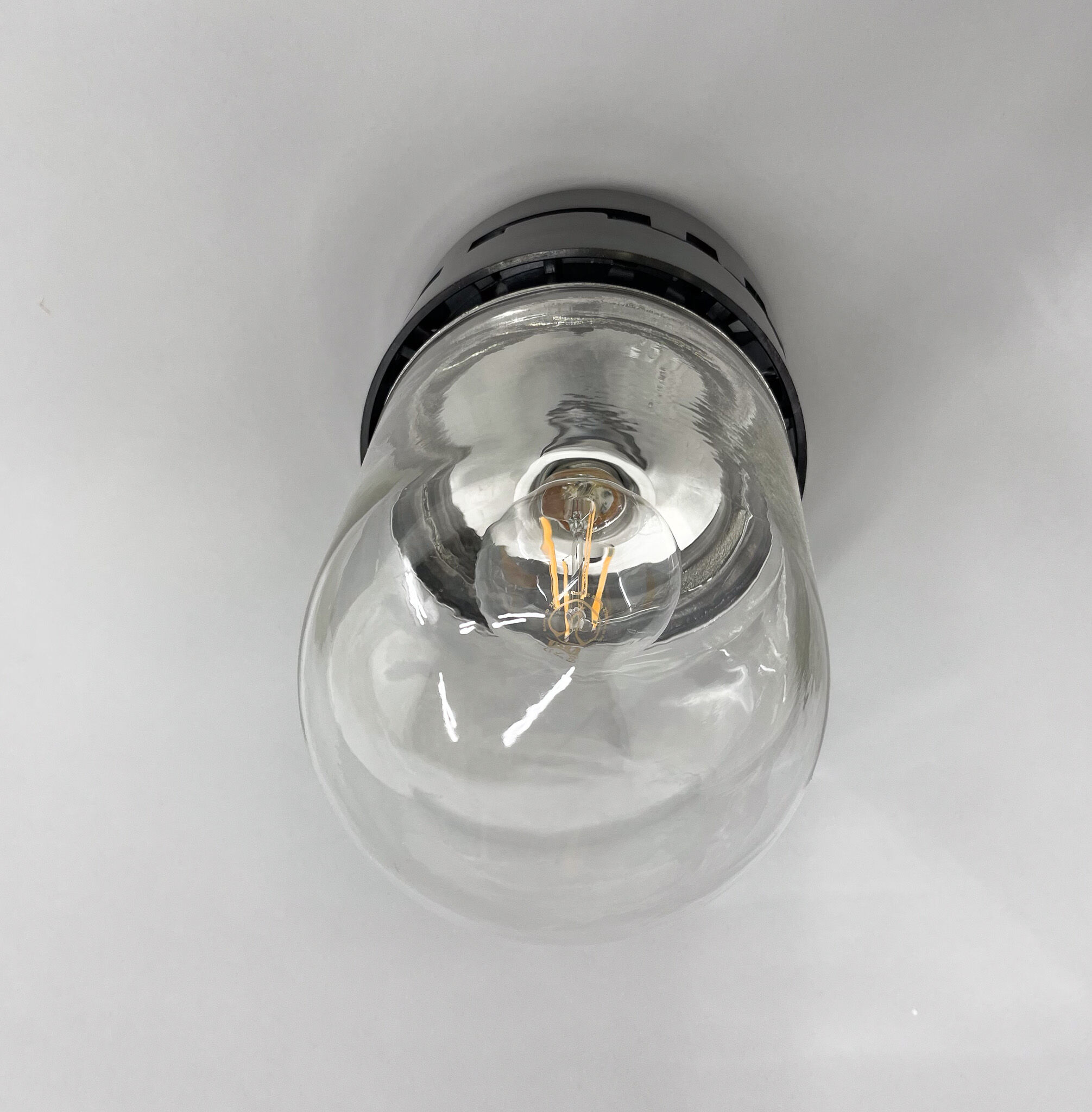 Vintage industrial bakelite & glass ceiling or wall light, Czechoslovakia, 1950's